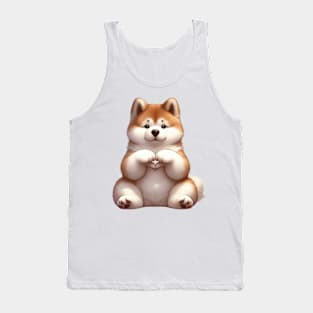 Valentine Akita Dog Giving Heart Hand Sign Tank Top